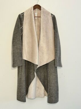 Amadi Gray Faux Suede Sherpa Drape Cardigan Size 1X
